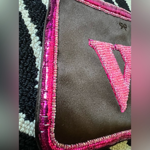 ANYA HINDMARCH small silk zip purse/ pouch with metallic threading and beadwork - Picture 5 of 7